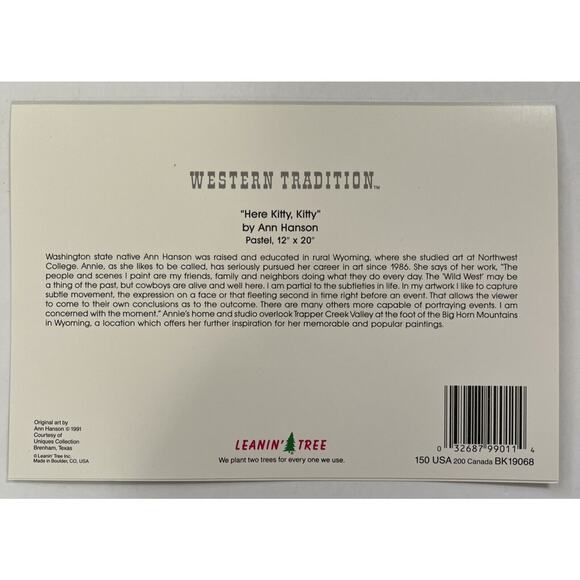 Leanin Tree Blank Greeting Cards Here Kitty Cowboy Western Tradition Lot Of 5 - Picture 4 of 6